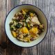 Low-FODMAP chicken, kale and squash bowl centered